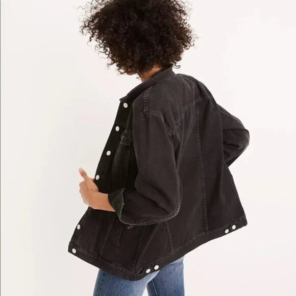 MADEWELL Women's The Oversized Jean Jacket in Lunar Wash Black Denim Size S - Picture 4 of 8
